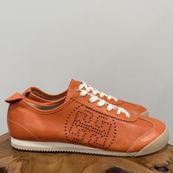 Tory Burch Murphey Perforated Leather Orange Sneakers Women’s Shoe US 8.5