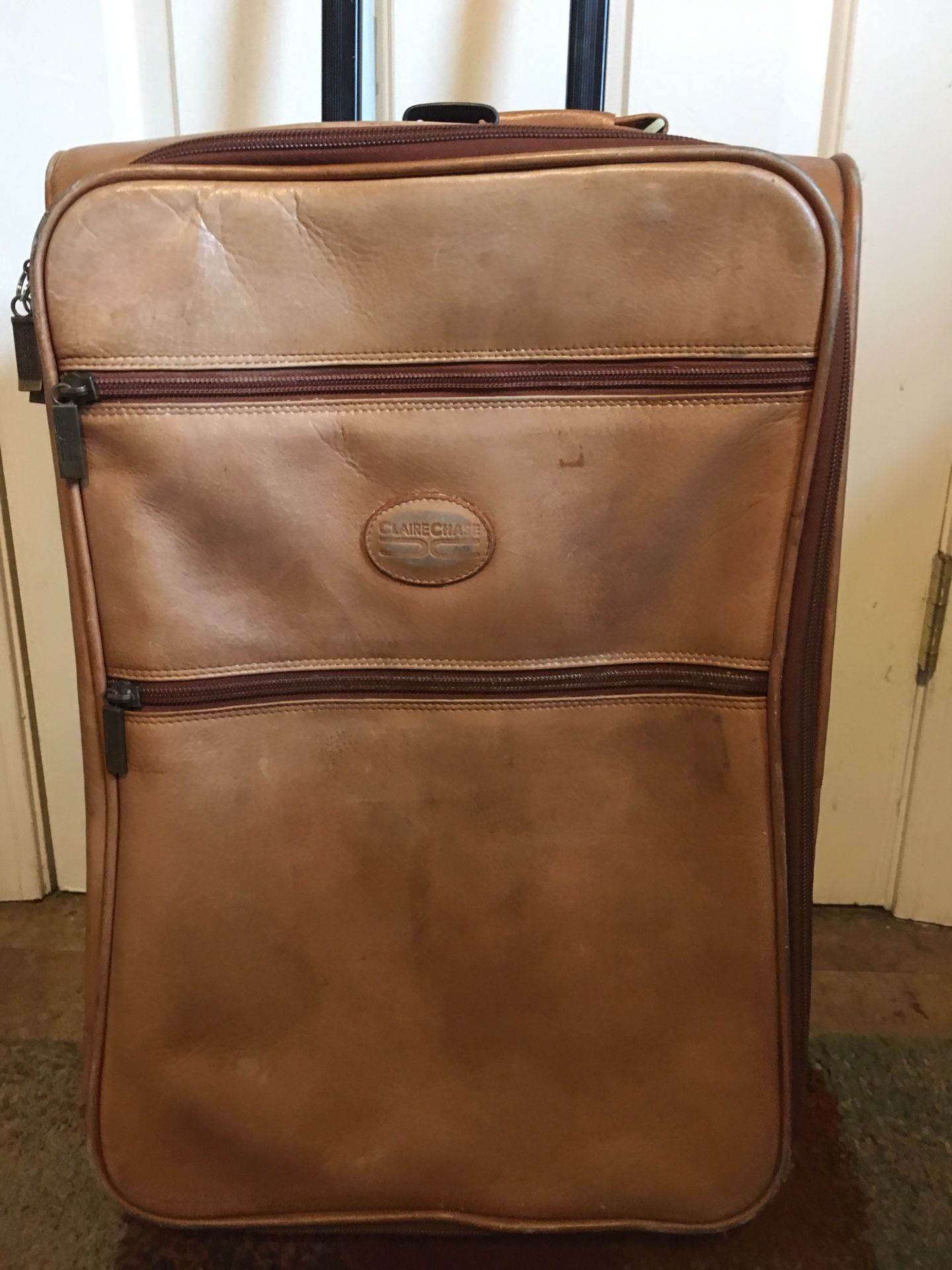 Genuine Claire Chase Leather Rollaway Luggage