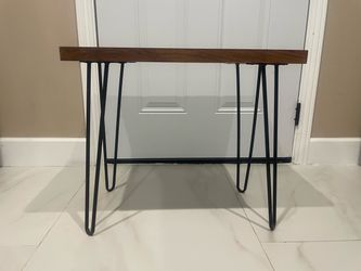 Mid-Century Wood Top Table with Hairpin Legs