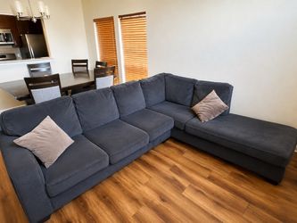 Blue Gray Sectional Sofa with Chaise