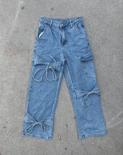 Cider Bowknot Wide Leg Jeans – XXS