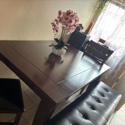 Family Dining Table,  4 Chairs And A Bench 