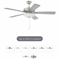 Brushed nickel 5-blade ceiling fan with light.  Brand new still in the box paid $160.  Craft made