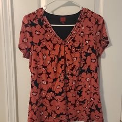 212 Collection Tops Floral Shirt in Black and Dusty Rose Sz M  (Ts-E2)