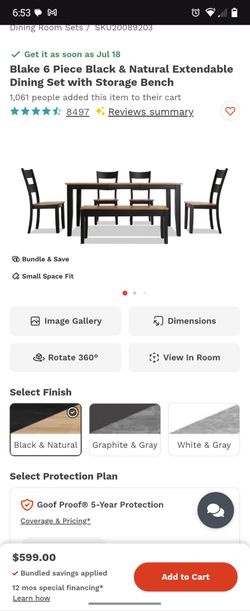 Table Set w/ Chairs, Bench, & Leaf