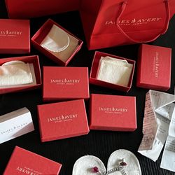 James Avery Sterling Silver Charm Bracelet w/ 5 Charms + Boxes & Receipts