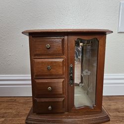 Vintage Solid Wood Jewelry Box