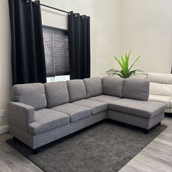 Modern Ash-Grey Sectional Sofa Couch