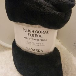 Brand New 1.5 Yards  of plush coral fleece black fabric