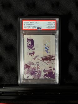 ONE of ONE New England Patriots WR A.J. Brown Auto Printing Plate PSA 8 1/1