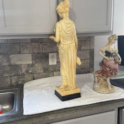 A Vintage Amilcare Santini Marble Signed Alabaster Greek Goddess 26”