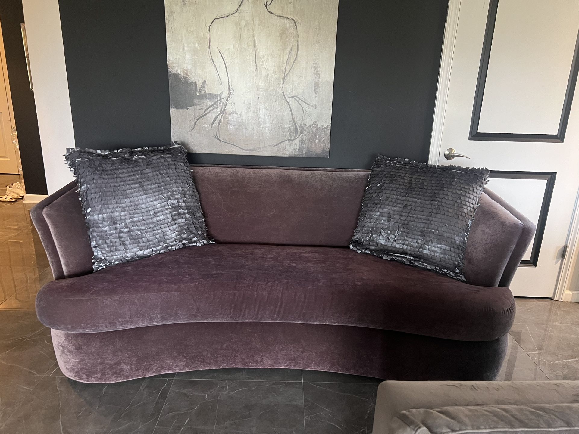 Velvet Purple Sofa $150