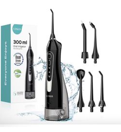 COSLUS Water Dental Flosser Teeth Pick: Portable Cordless Oral Irrigator 300ML Rechargeable Travel Irrigation Cleaner IPX7 Waterproof Electric Flossin