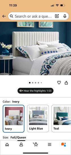 Full / Queen Ivory  velvet headboard