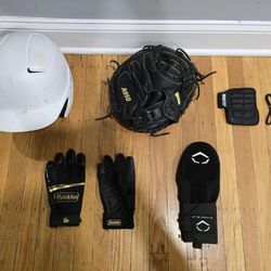 ⚾️ Baseball Gear Bundle - Helmet, Batting Gloves, Sliding Mitt, Catcher's Mitt & Wrist Guard