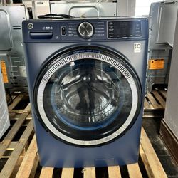 GE 4.8 cu. ft. Smart Front Load Washer – Sapphire Blue – UltraFresh Vent with OdorBlock + Sanitize with Oxi