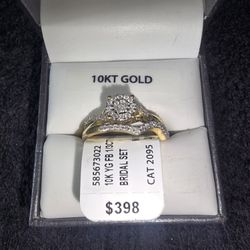 Brilliance Fine Jewelry 1/3 Carat Round Diamond Composite Wedding Bridal Set in 10KY Gold for Women