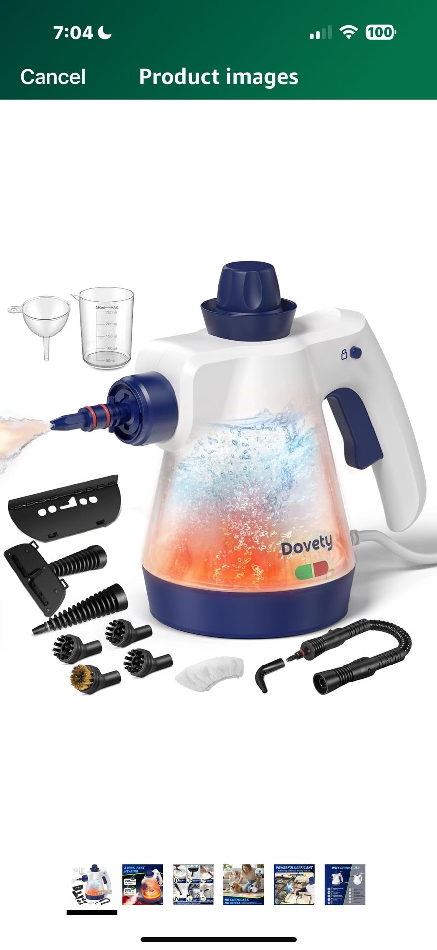 Steam Cleaner, Pressurized Handheld Steam Cleaner for Home with 12pcs Accessories & Safety Lock, Multi-Surface & Powerful Home Use Steamer for Cleanin