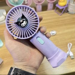 Kawaii Hello Kitty Rechargeable Fan USB Cartoon Portable Sanrio Anime Melody Kuromi Cinnamoroll Air Cooler Small Gift Fan