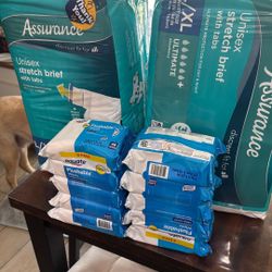 2 Unisex Briefs Lg/XL & 2 Flushable Wipes