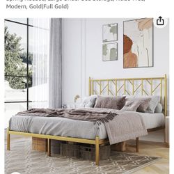 Gold Metal Platform Bed Frame-FULL