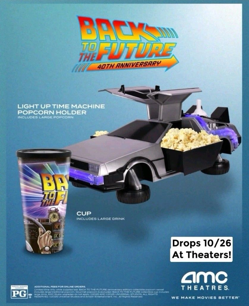 Back to the Future 40th Aniversary Delorean Popcorn bucket IN HAND AMC