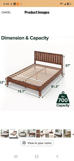 Zinus Vivek Deluxe Wood Platform Bed Frame with Headboard, Wood Slat Support, No Box Spring Needed, Easy Assembly, King