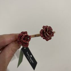NEW Kate Spade Scarlet Blooms Rose Hinge Cuff Bracelet