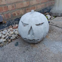 10" Vintage Heavy Solid Concrete Pumpkin Outdoor Garden Decor 