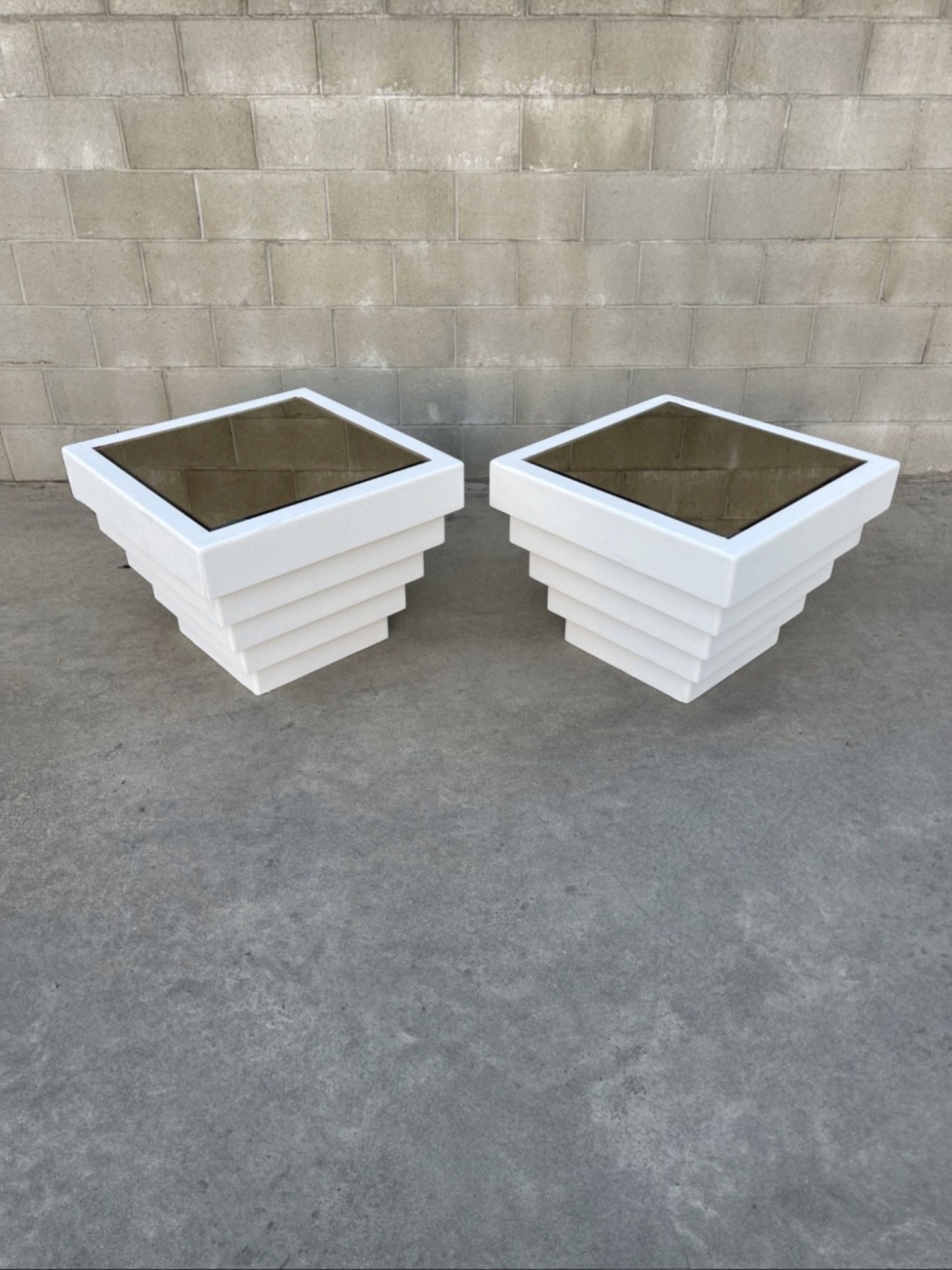 1980s Postmodern Pyramidal End Tables 