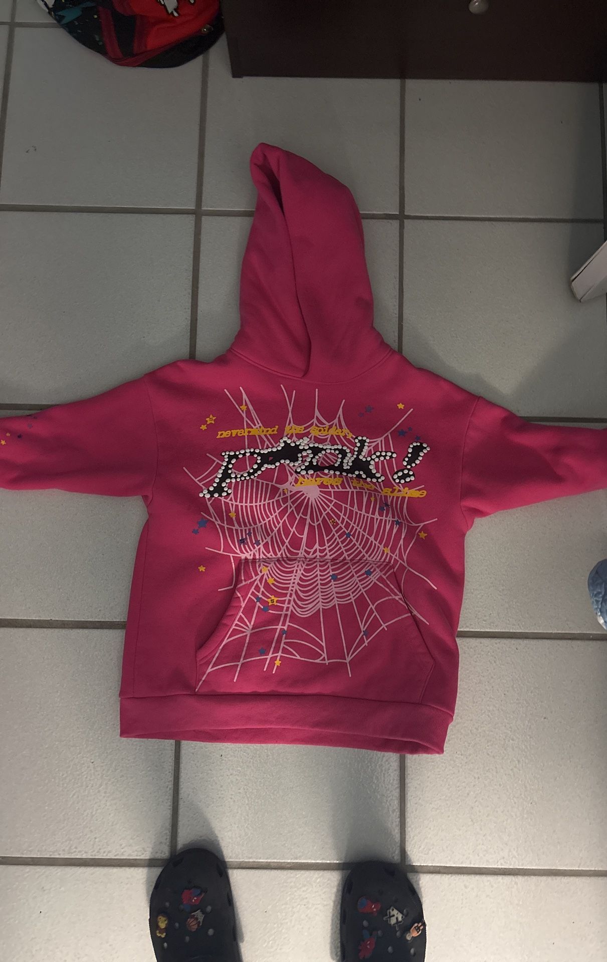 Pink sp5der hoodie(small)