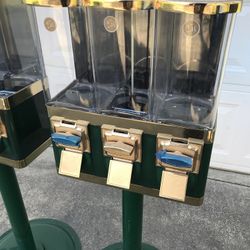 Triple Canister Candy Machine with Green and Gold Trim for sale in Sherman Oaks, Los Angeles CA 91403