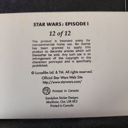Star Wars Episode 1 movie sticker machine OG stickers set