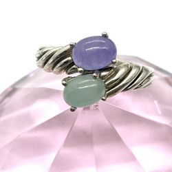 Sterling Jade Ring Sz 10