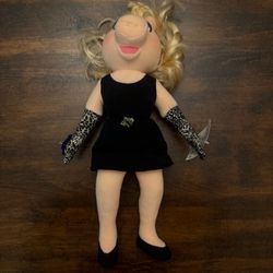 15" Miss Piggy Plush Doll In Black Dress With Tags By Applause From 1998