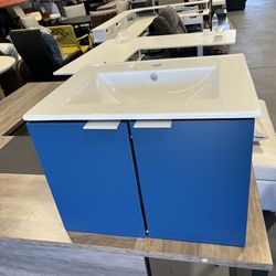 New- 24” x 18” Modern Wood Wall-Mount Bathroom Vanity With Sink