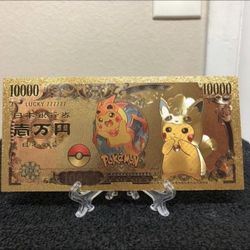 24k Gold Plated Pokémon Cosplay Pikachu Banknote