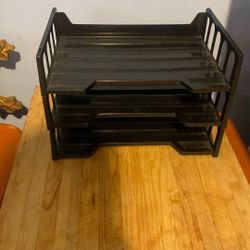 3 Stackable Organizers And Box Of Manila File Folders
