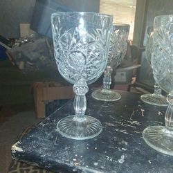 6 Vintage Libbey HOBSTAR Star of David Water Wine Goblets Glasses 7 1/4" 