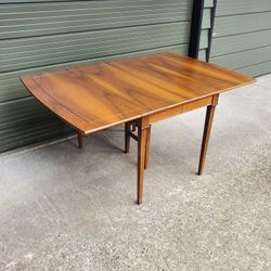 Mid Century Modern Walnut Drop Leaf Dining Table with 3 Leaves Vintage
