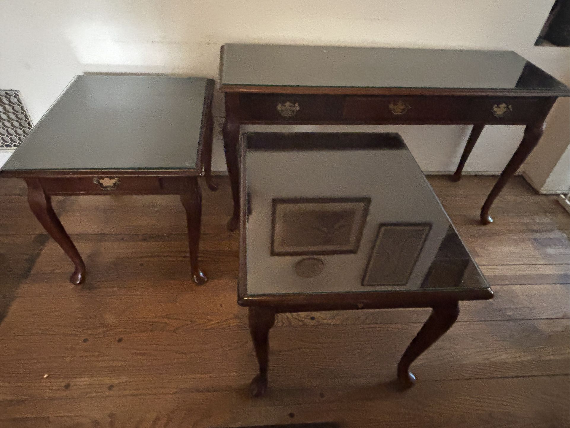 Real Mahogany Console Table And Matching End Tables