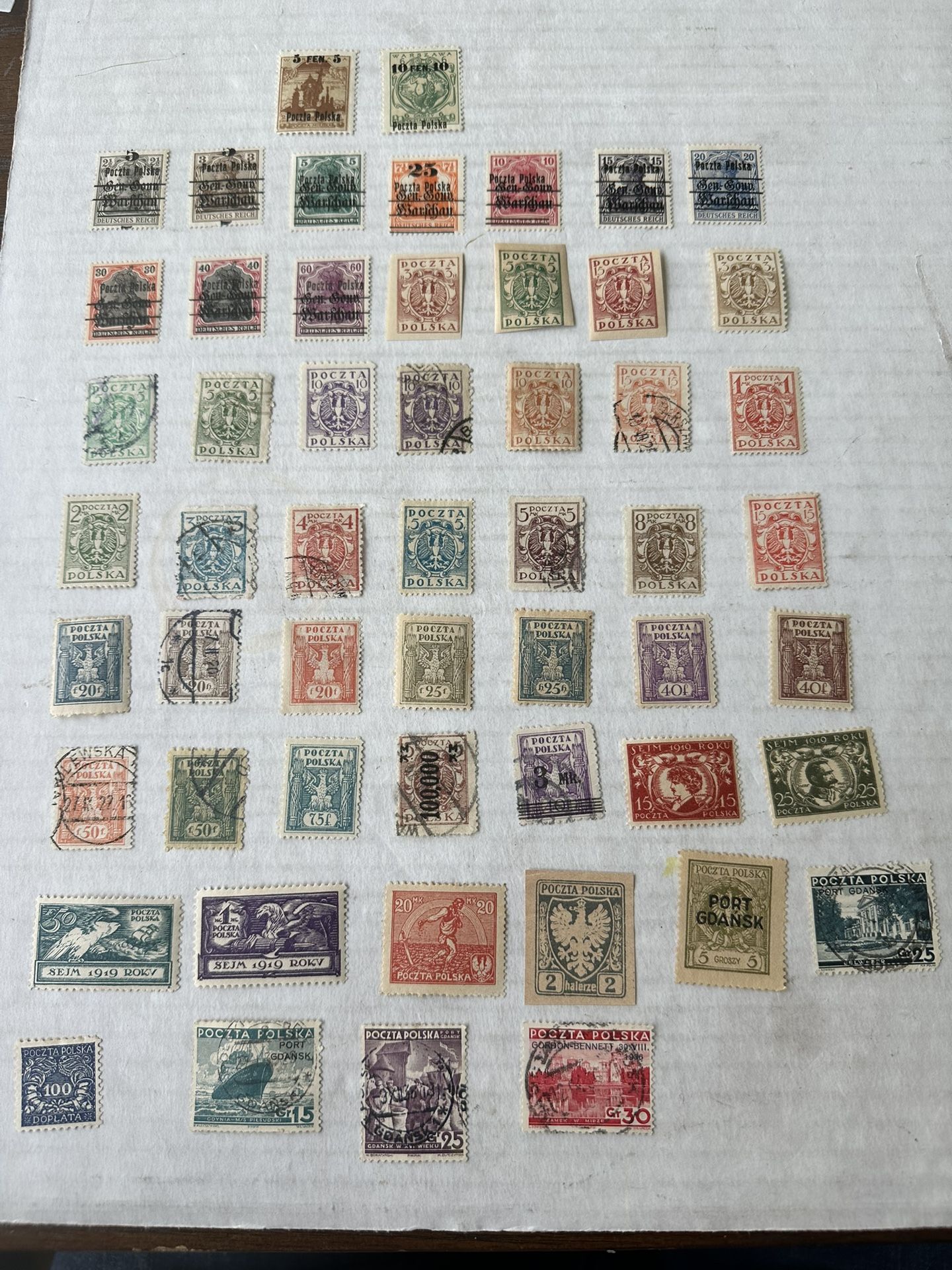 Poland Old Vintage Stamp Group Of 54 Used