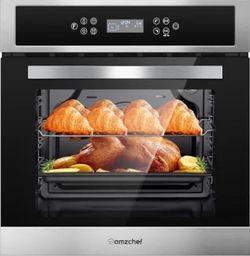 AMZCHEF 24" Single Wall Oven Electric 2800W Convection 2.5 Cu.Ft.
Stainless Steel Built-in Oven | 11 Functions + 8 Presets | Touch Control | Safety Lo