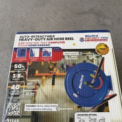 BluBird Patriot Pro 50ft 3/8” Retractable Air Hose Reel – NEW Sealed 