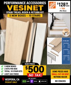🔥 PERFORMANCE ACCESSORIES Vesinet Stair Tread, Riser & Return Kit ✅ 5 new boxes available ✅ 2 complete stair kits per box ✅ Total: 10 complete stair