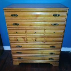 Vintage 1950s Solid Maple Chest of Drawers Dresser Mid Century