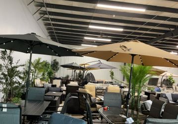 9’ Solar LED Umbrella w/ Water Base - Available In Grey Or Tan - *New - Same-Day Delivery*