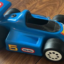 1990's Little Tikes #5 Race Car Blue Replacement Hard Plastic Vintage
