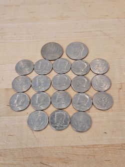 18 Fifty Cents Kenedy Collectibles Coins And 2 Bicentennials Dollars Coins Collectibles, From Last Century