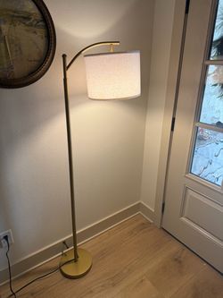 66” Modern Gold Arc Floor Lamp with Remote
